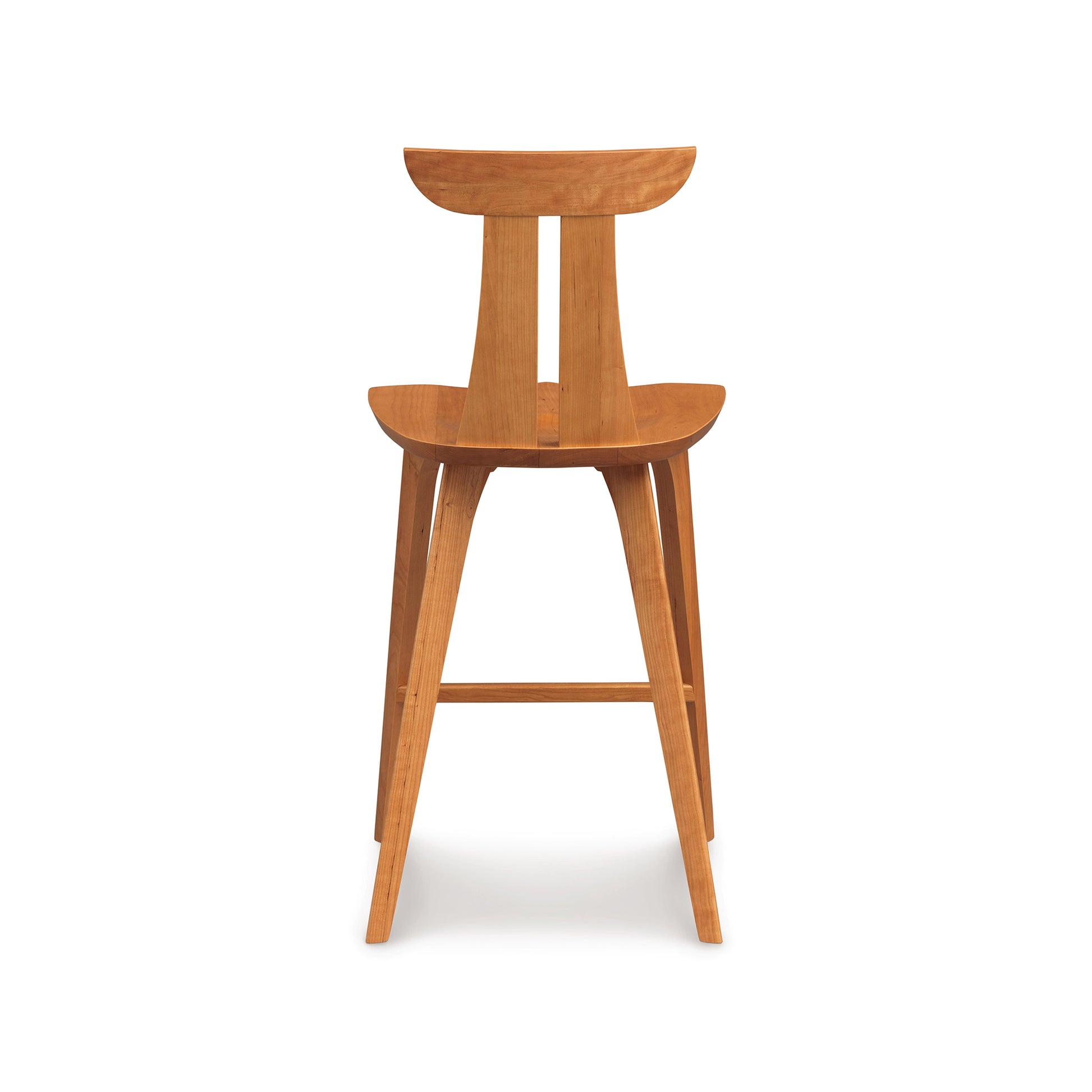 A mid-century modern Estelle Counter Stool by Copeland Furniture with a contoured seat and backrest, set against a white background.