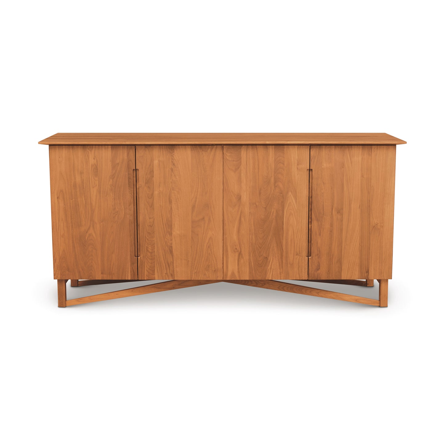 Exeter Buffet by Copeland Furniture with modern lines, flat front doors, and an X-shaped solid hardwood base.