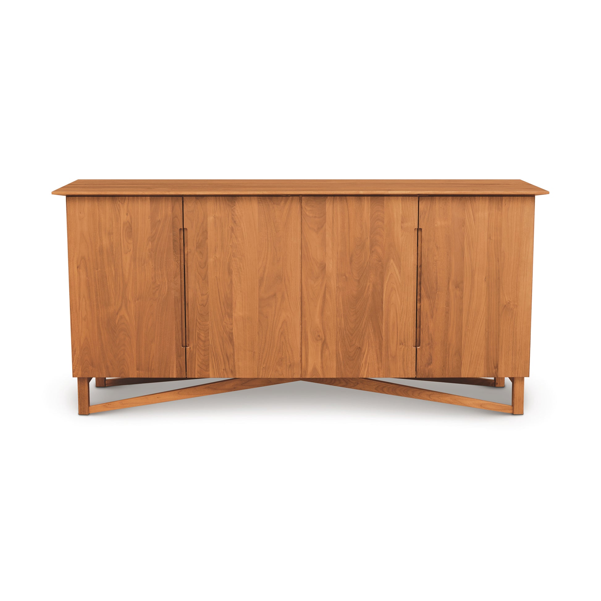 Exeter Buffet by Copeland Furniture with modern lines, flat front doors, and an X-shaped solid hardwood base.