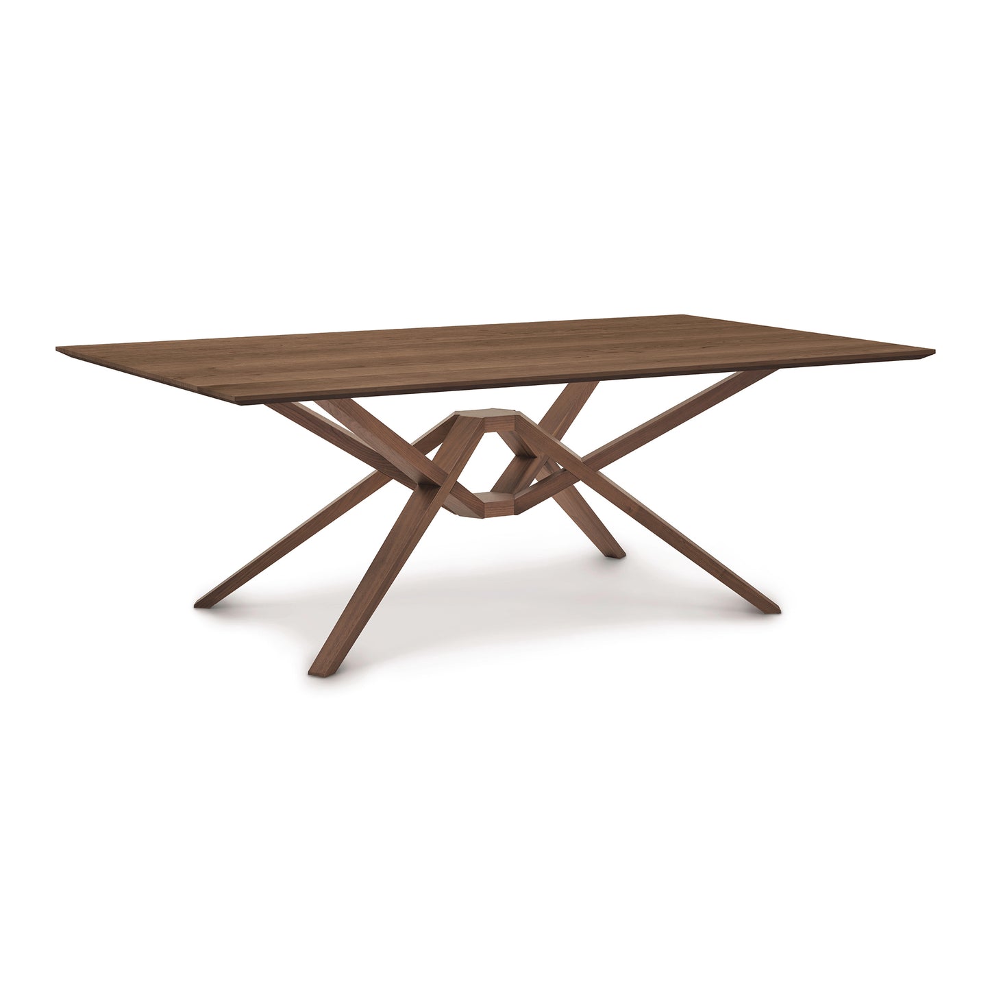 Exeter Solid Top Dining Table by Copeland Furniture showcasing a geometric angled base, crafted from North American hardwood.