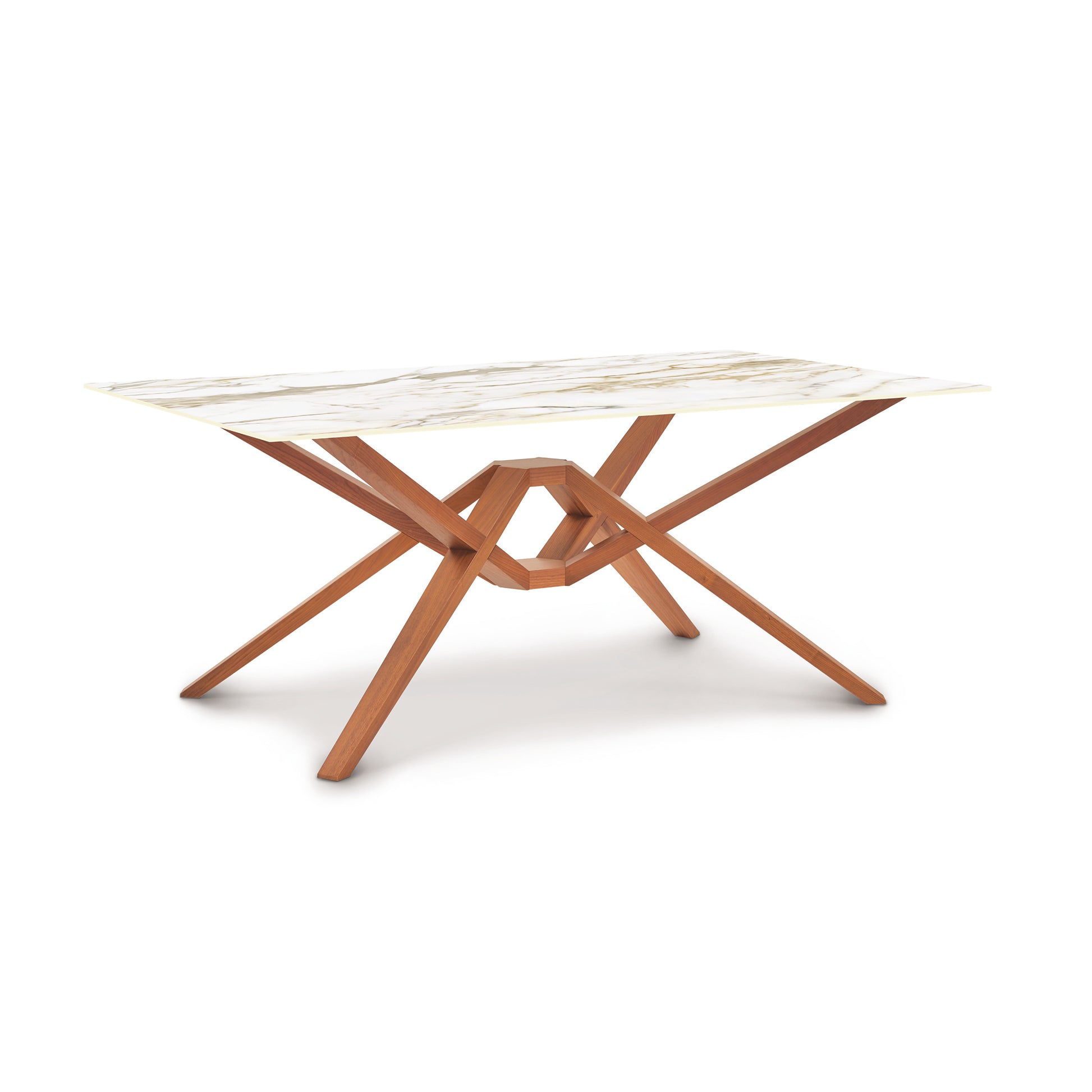 Exeter Sintered Stone Top Table featuring elegant wooden legs by Copeland Furniture, showcasing modern design.