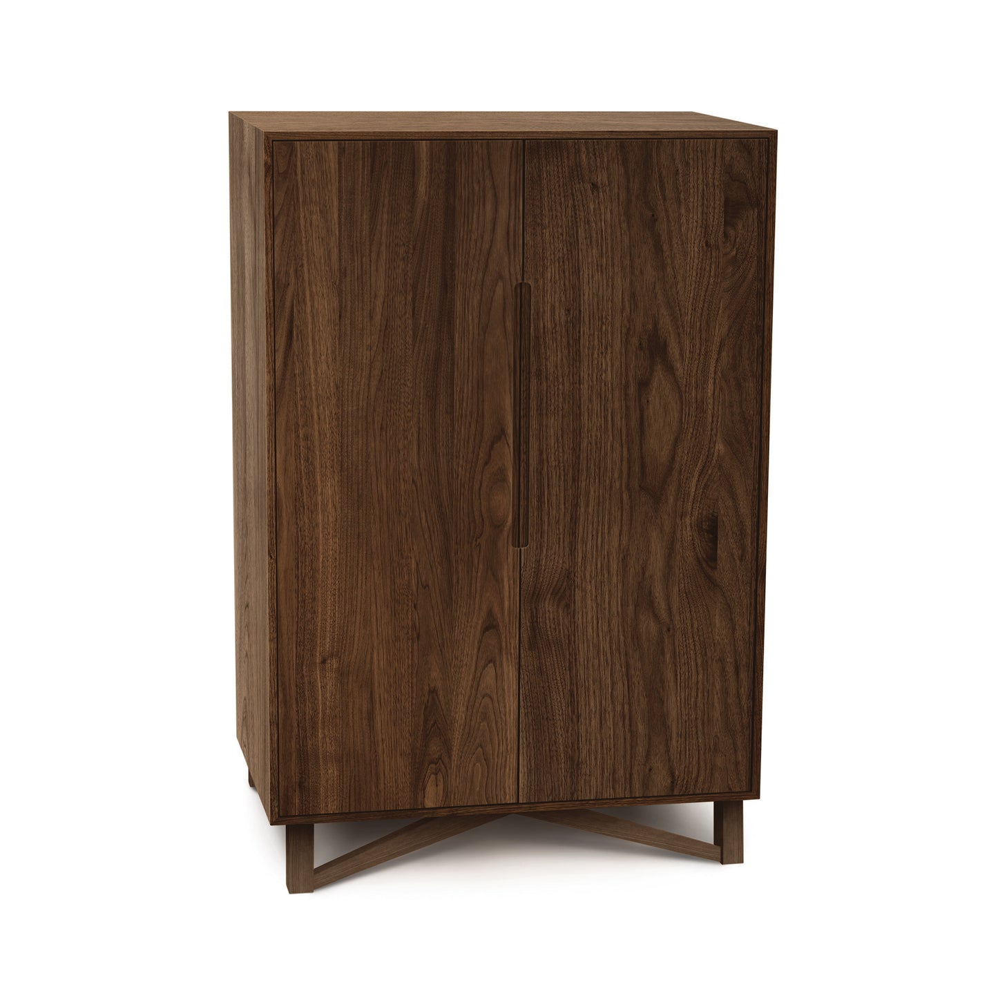 A solid hardwoods Copeland Furniture Exeter Bar Cabinet with two doors, set against a white background.