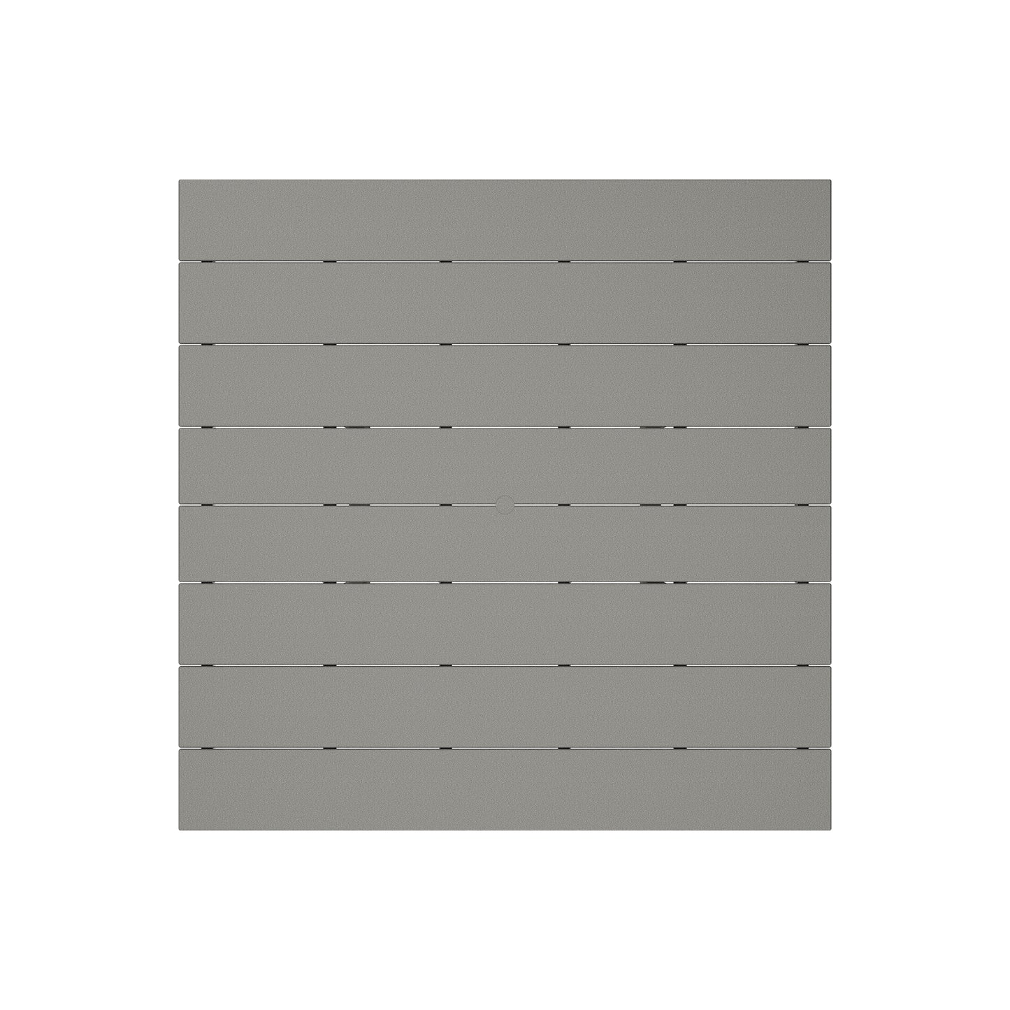Gray POLYWOOD square panel with nine horizontal slats, designed for a Farmhouse Trestle 59" Dining Table.