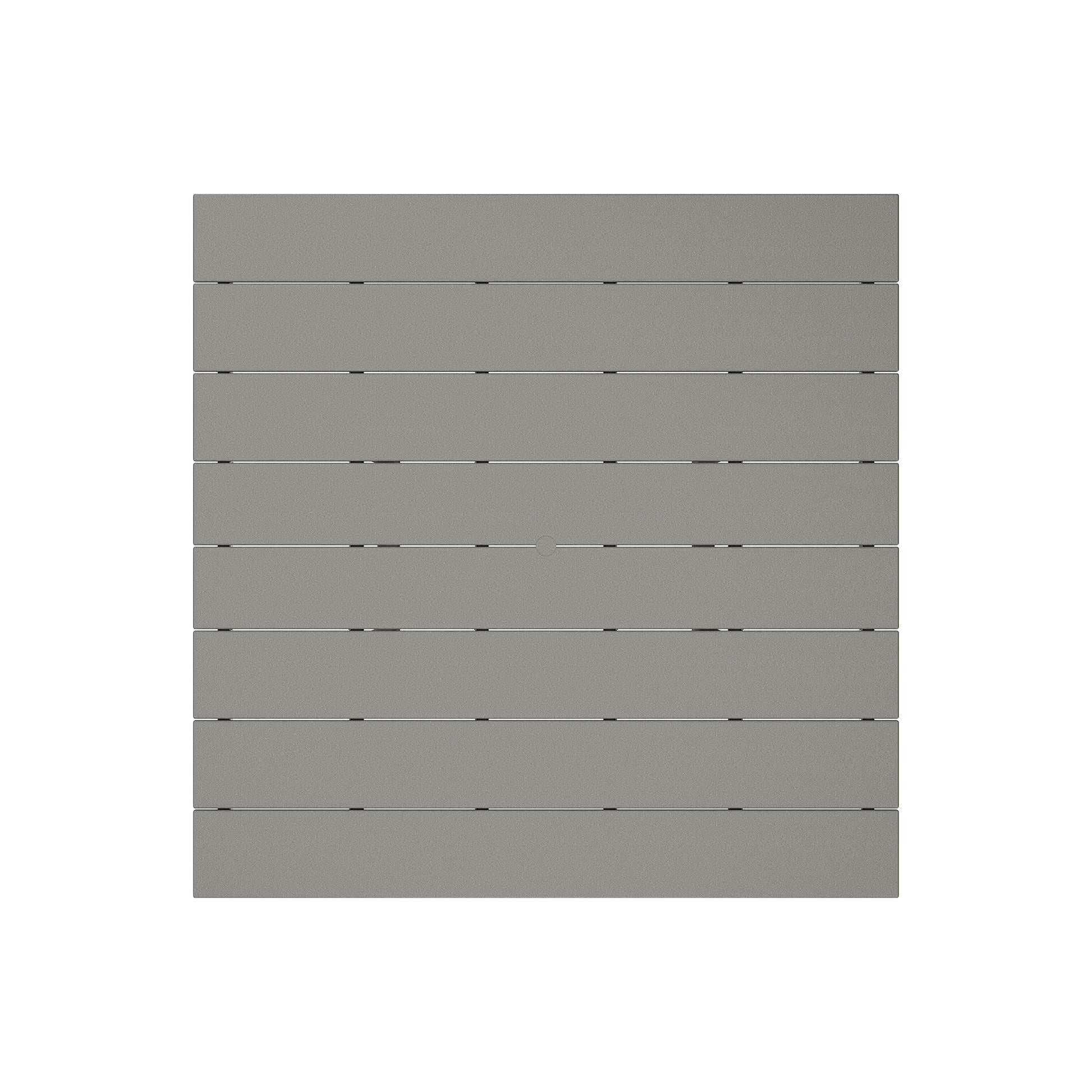 Gray POLYWOOD square panel with nine horizontal slats, designed for a Farmhouse Trestle 59" Dining Table.
