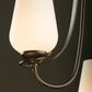 A Hubbardton Forge Flora 3-Arm Chandelier featuring a white glass shade.