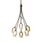 This Flora 6-Arm Chandelier by Hubbardton Forge features frosted glass shades and a draping form.