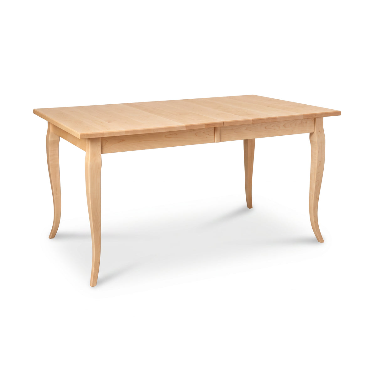 Lyndon Furniture French Country extension dining table featuring a light wood finish, rectangular top, and elegant curved legs.