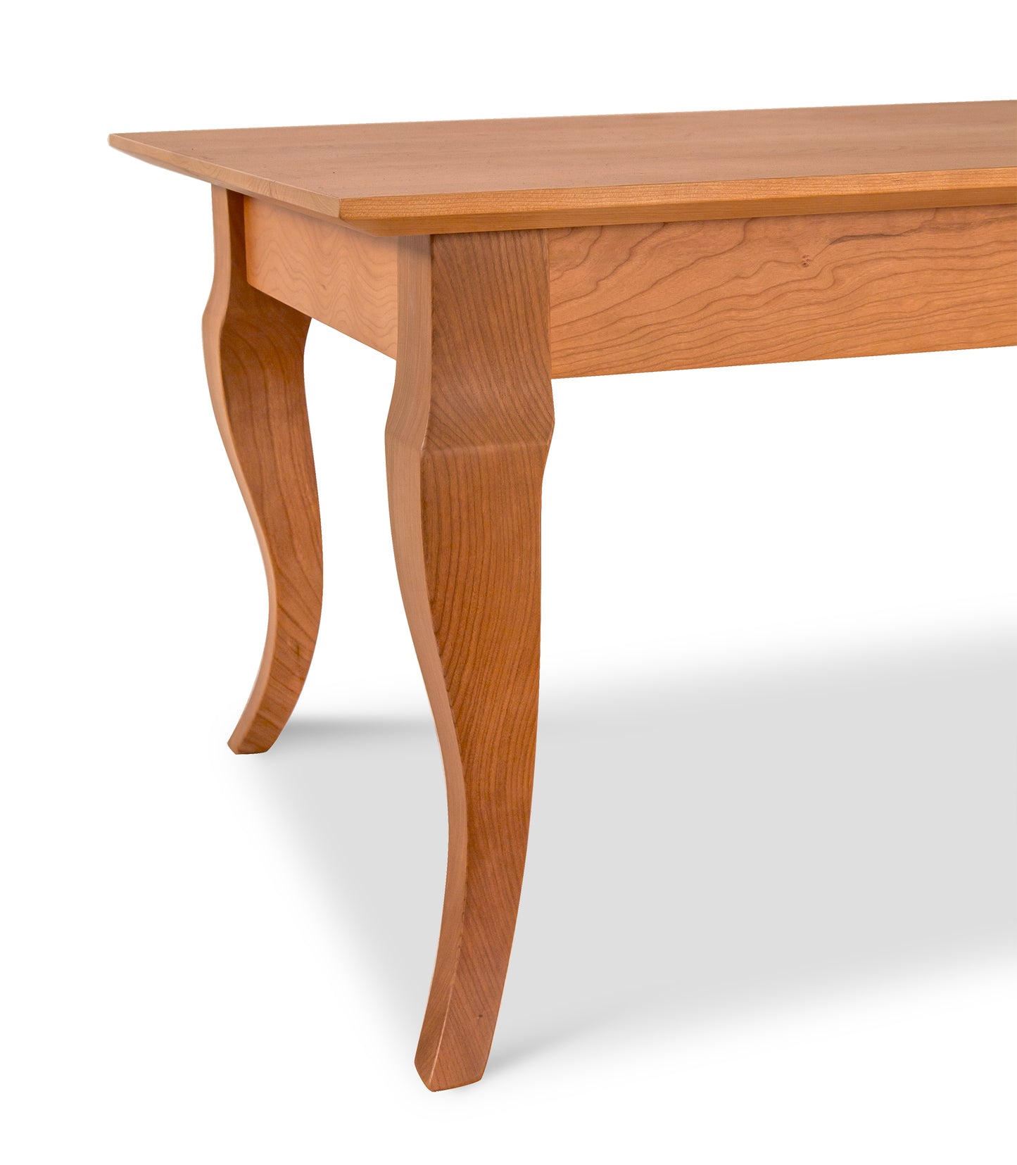 Lyndon Furniture French Country Coffee Table with a rectangular top and elegant curved legs, crafted from sustainably harvested hardwoods.