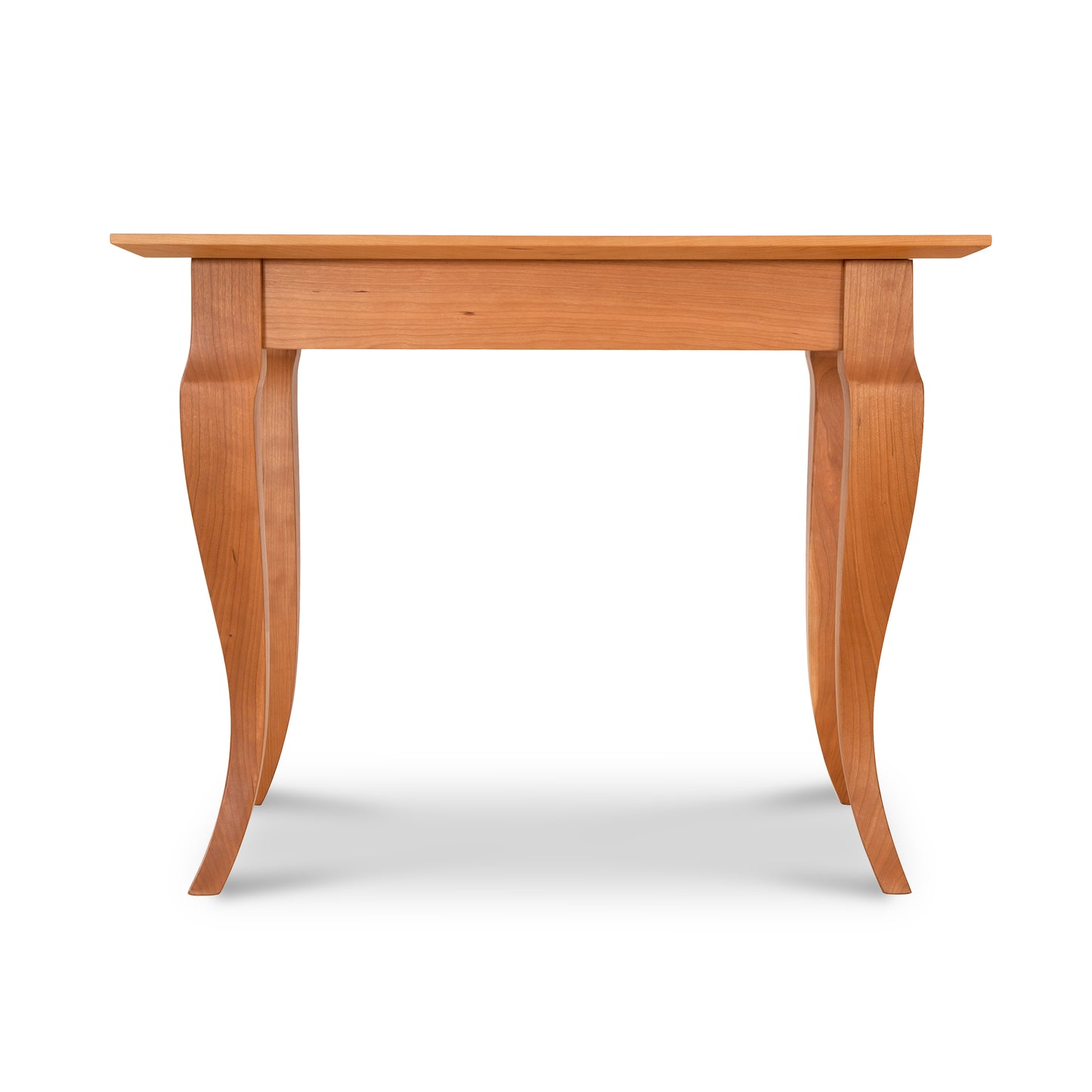Lyndon Furniture French Country End Table with solid wood rectangular top and elegantly curved legs, showcasing fine American craftsmanship.