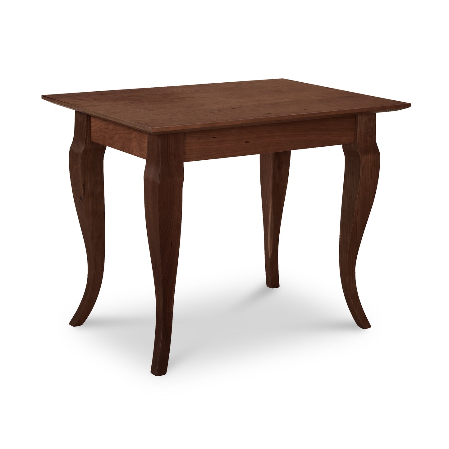 Lyndon Furniture French Country End Table with solid wood rectangular top and elegantly curved legs, crafted in American-made hardwood.
