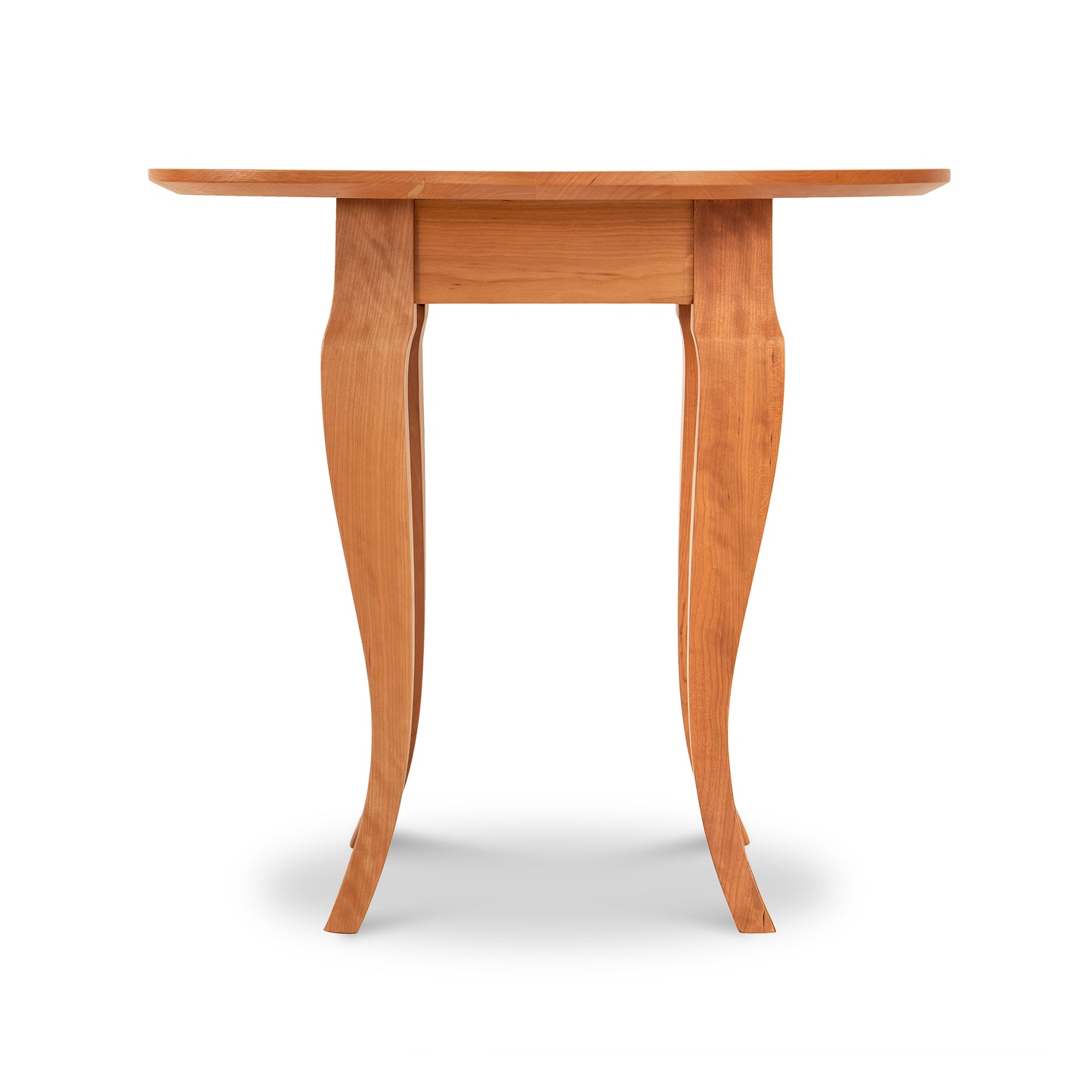 Lyndon Furniture French Country Round End Table with curved legs, handcrafted from sustainable solid wood.