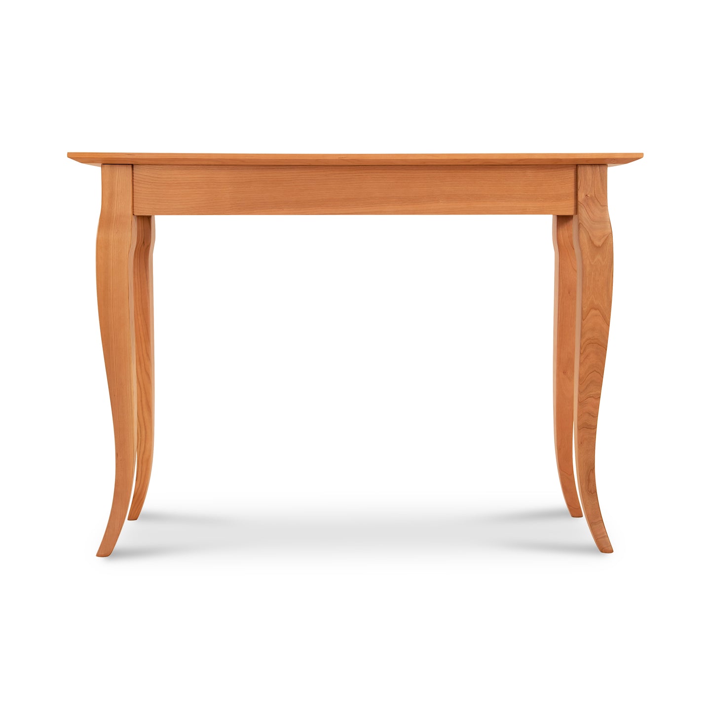 Lyndon Furniture French Country Sofa Table with a handcrafted rectangular wooden top and elegant curved legs.