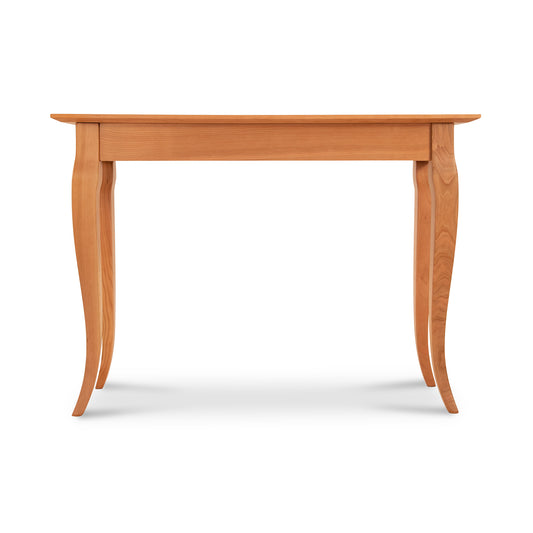 Lyndon Furniture French Country Sofa Table with a handcrafted rectangular wooden top and elegant curved legs.