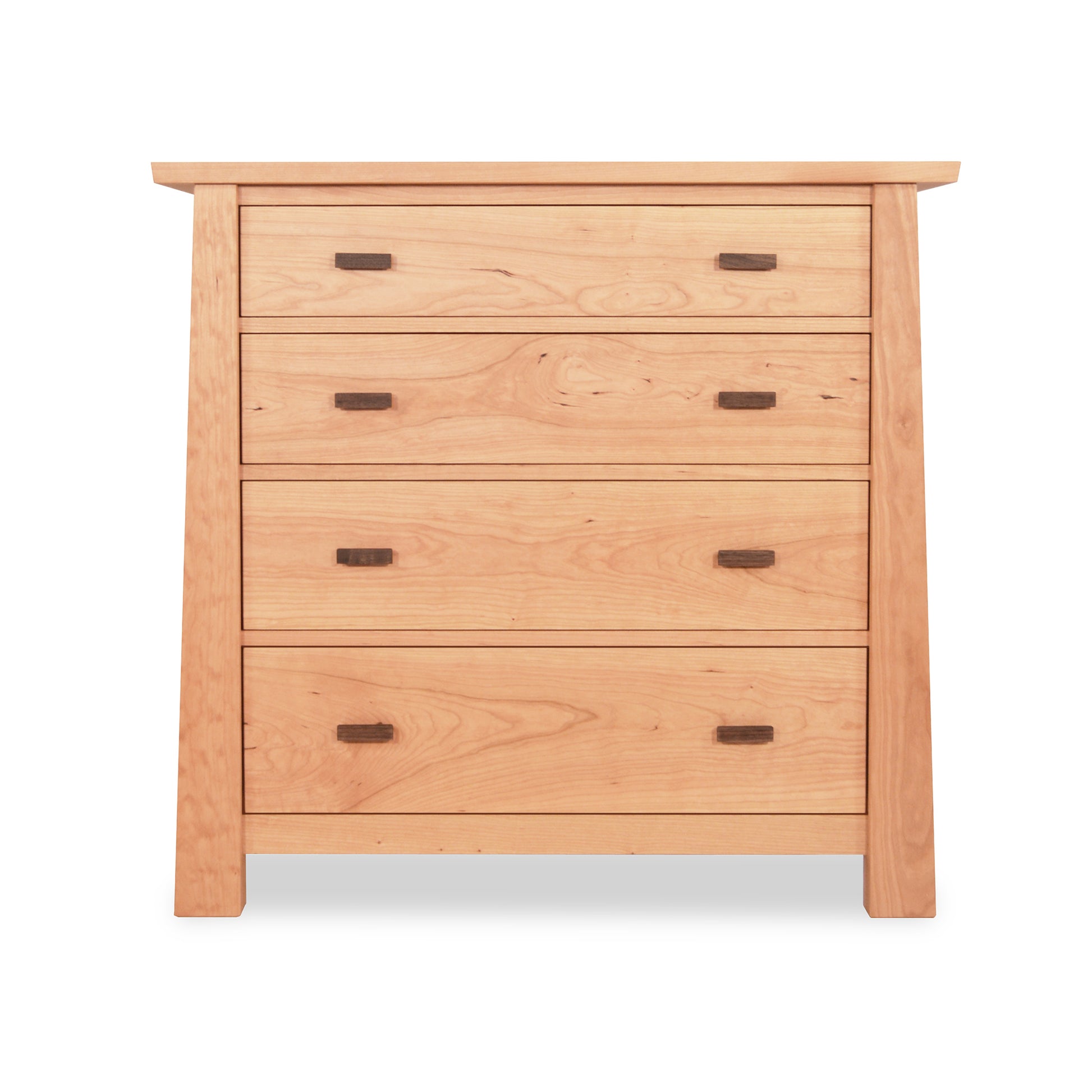 Sentence with replaced product:

A Maple Corner Woodworks Gamble 4-Drawer Chest, featuring four drawers with flat handles, against a plain white background. The furniture displays a natural wood grain texture.
