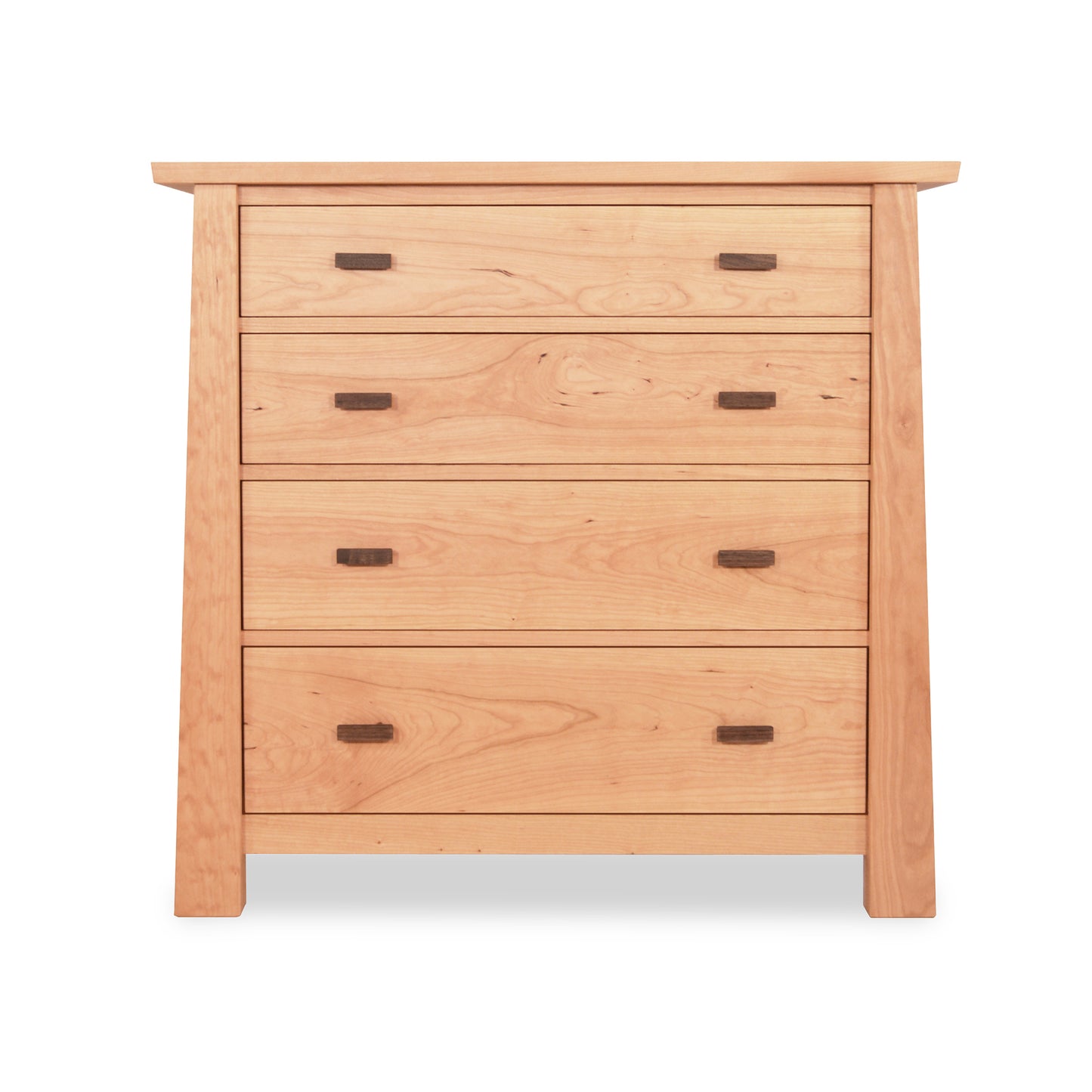 Gamble 4-Drawer Chest by Maple Corner Woodworks, featuring solid wood and dark metal handles; crafted with eco-friendly materials for a contemporary Asian style.