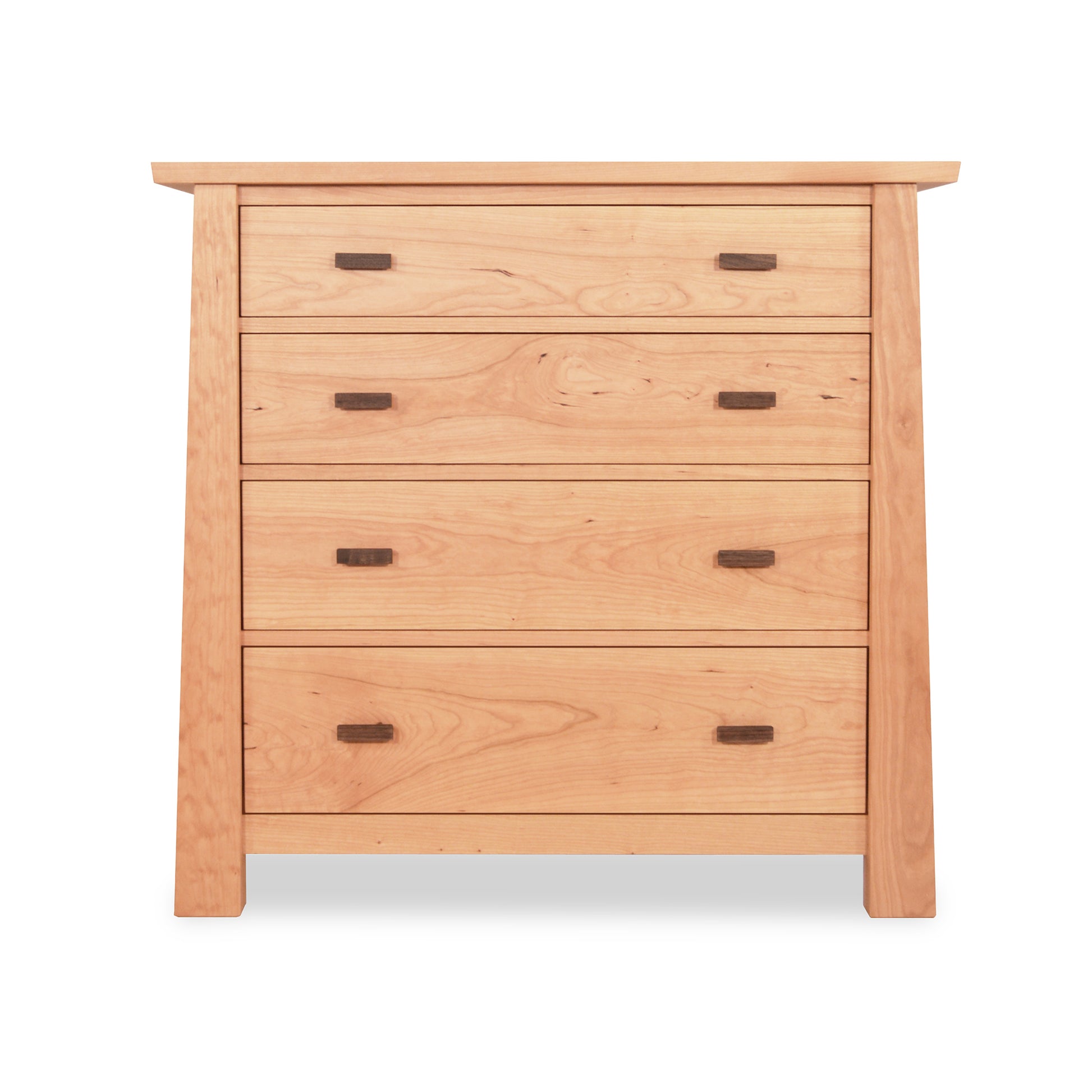 Gamble 4-Drawer Chest by Maple Corner Woodworks, featuring solid wood and dark metal handles; crafted with eco-friendly materials for a contemporary Asian style.