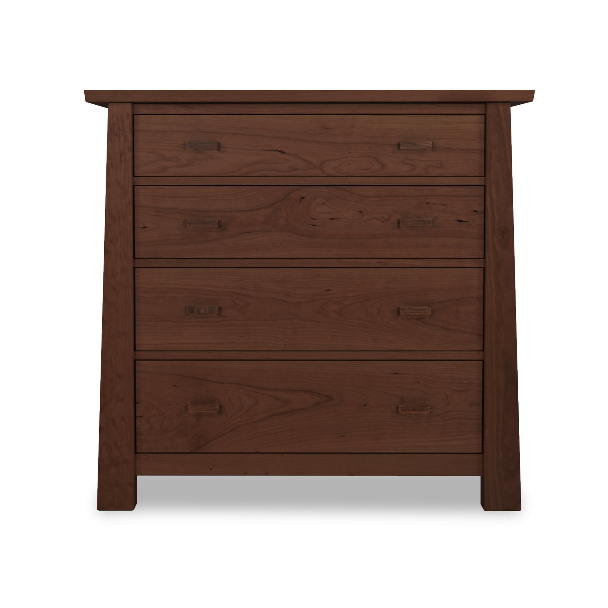 A Gamble 4-Drawer Chest, crafted from sustainably harvested materials by Maple Corner Woodworks, with four drawers each featuring a horizontal handle, against a plain white background.