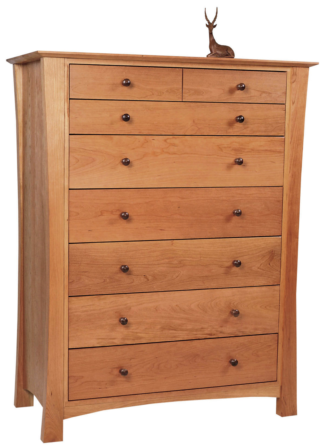 A Lyndon Furniture Granby 7/8-Drawer Chest with a deer on top.