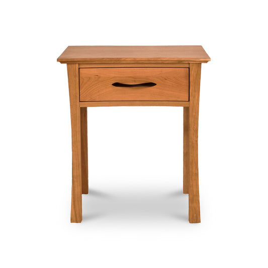 Green Mountain 1-Drawer Nightstand by Lyndon Furniture made from sustainable hardwoods with a sleek curved handle.
