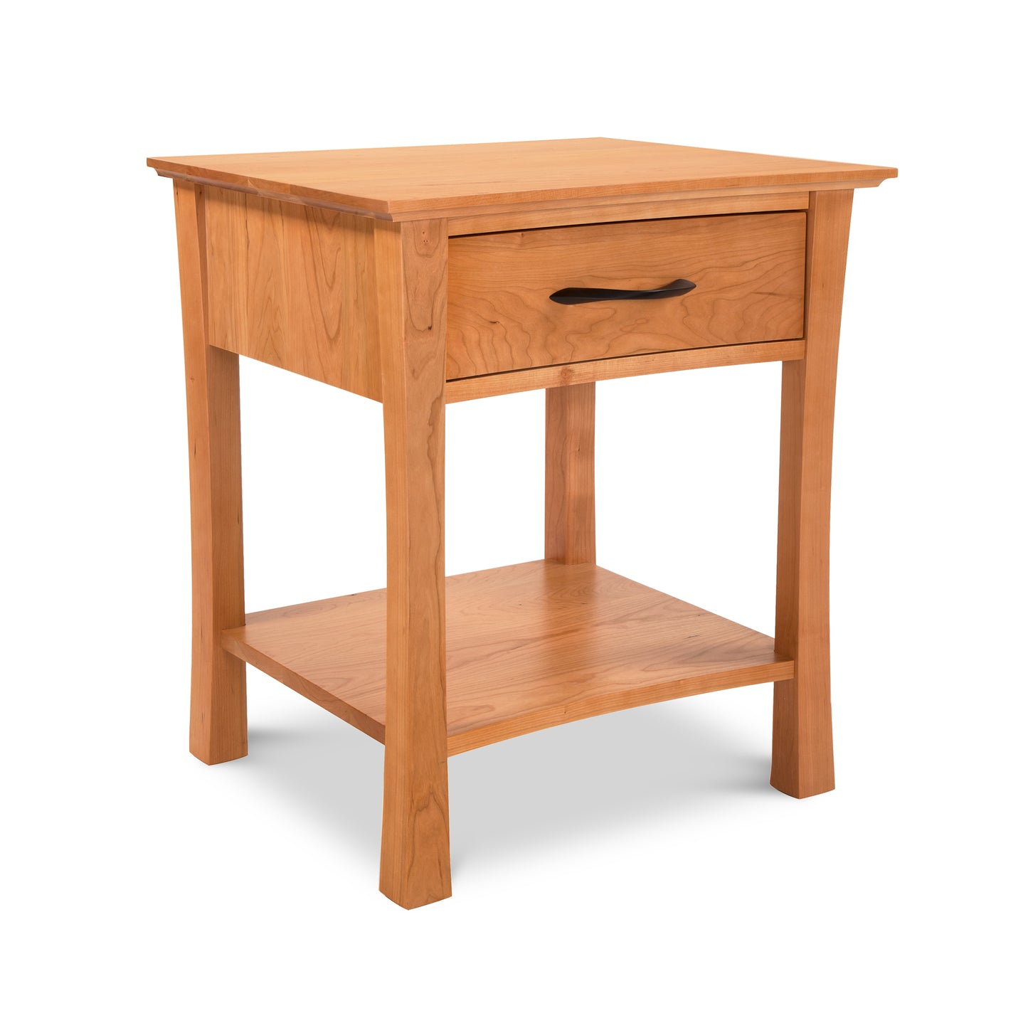 Green Mountain 1-Drawer Open Shelf Nightstand by Lyndon Furniture, crafted from sustainable hardwoods, featuring a modern design with convenient drawer and open shelf storage.