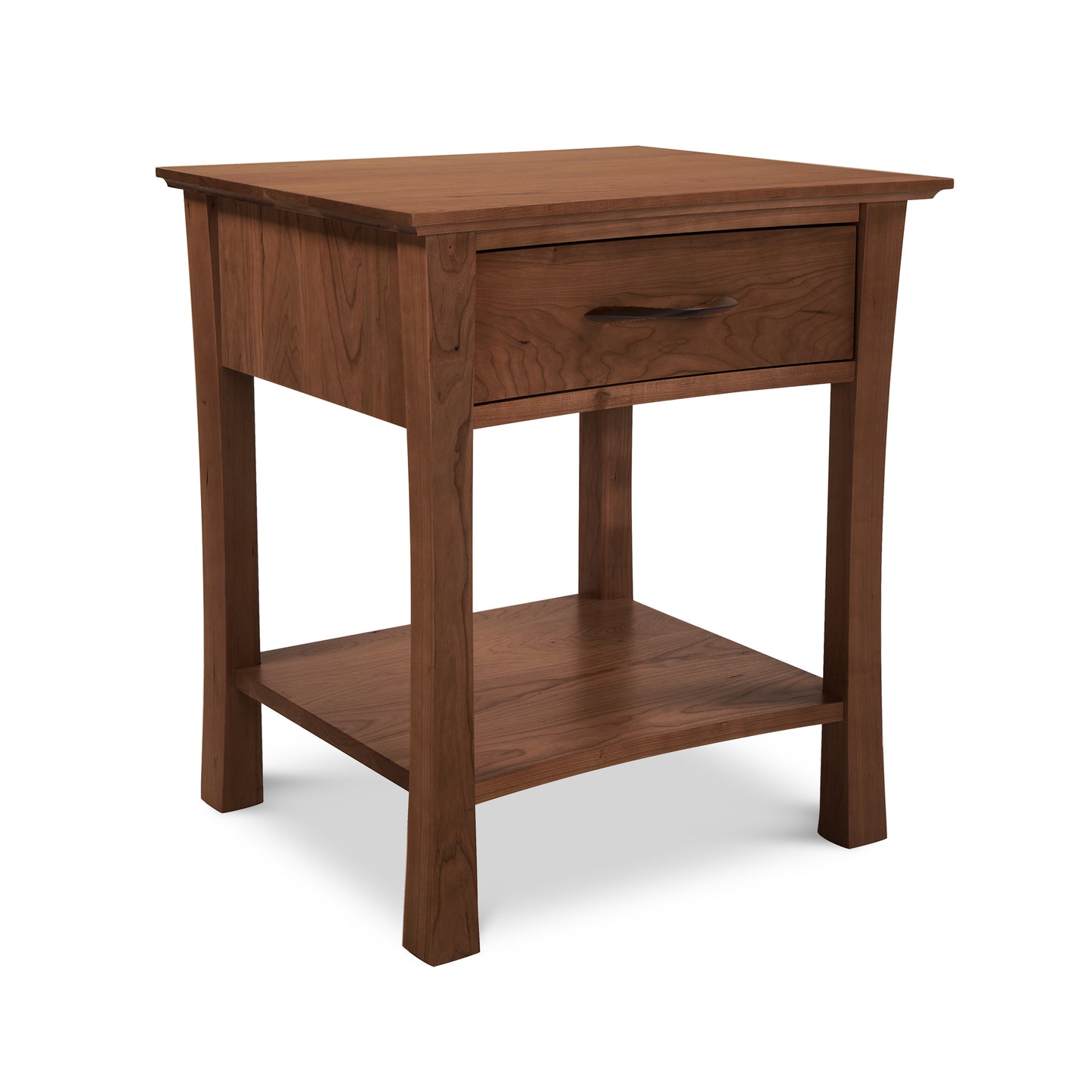Green Mountain 1-Drawer Open Shelf Nightstand, crafted from sustainable hardwoods by Lyndon Furniture, featuring a sleek drawer and functional lower shelf.