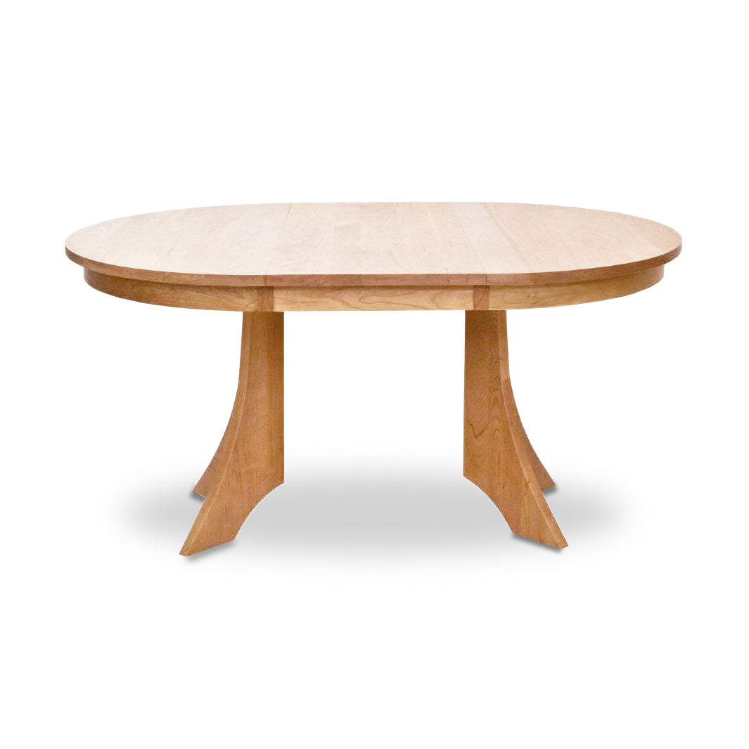 Lyndon Furniture Hampton Split Pedestal Extension Table with oval top and elegant curved legs, handcrafted in solid wood.