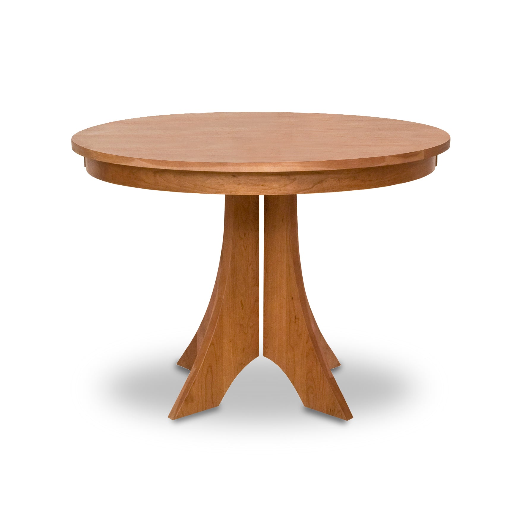 A sturdy Hampton Split Pedestal Round Table with a wooden base by Lyndon Furniture.