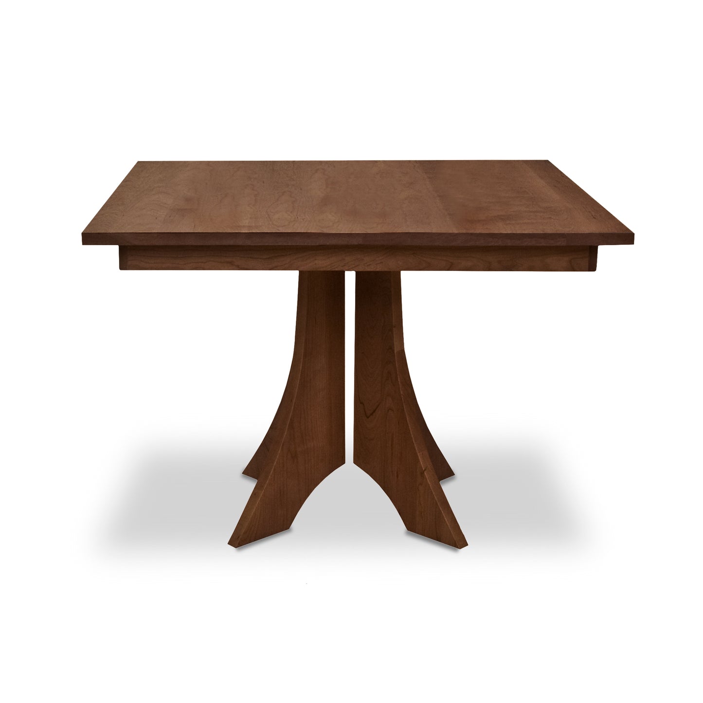Lyndon Furniture Hampton Split Pedestal Square Table featuring a solid wood top and four elegant curved pedestal legs.