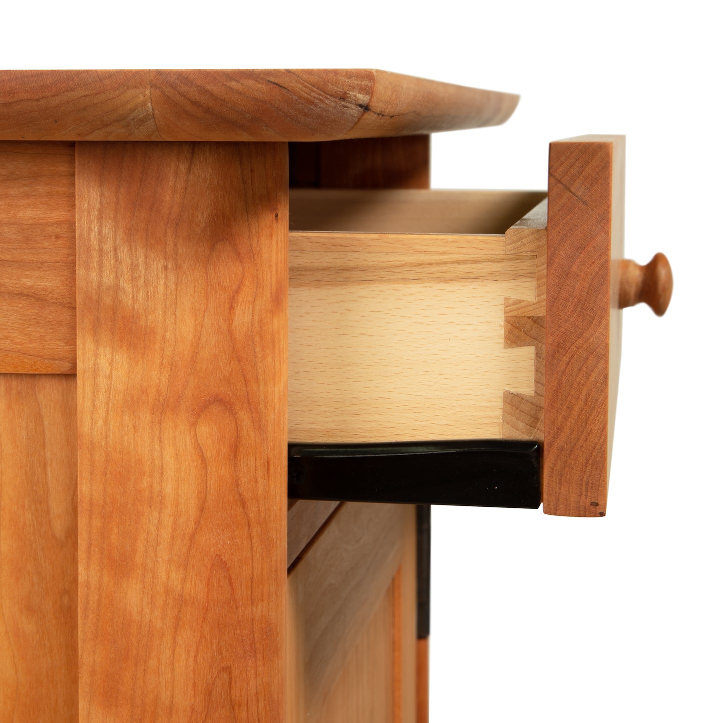 Heartwood Shaker 1-Drawer Nightstand with Door by Vermont Furniture Designs, featuring dovetail joints and a handcrafted wood pull in solid hardwood.