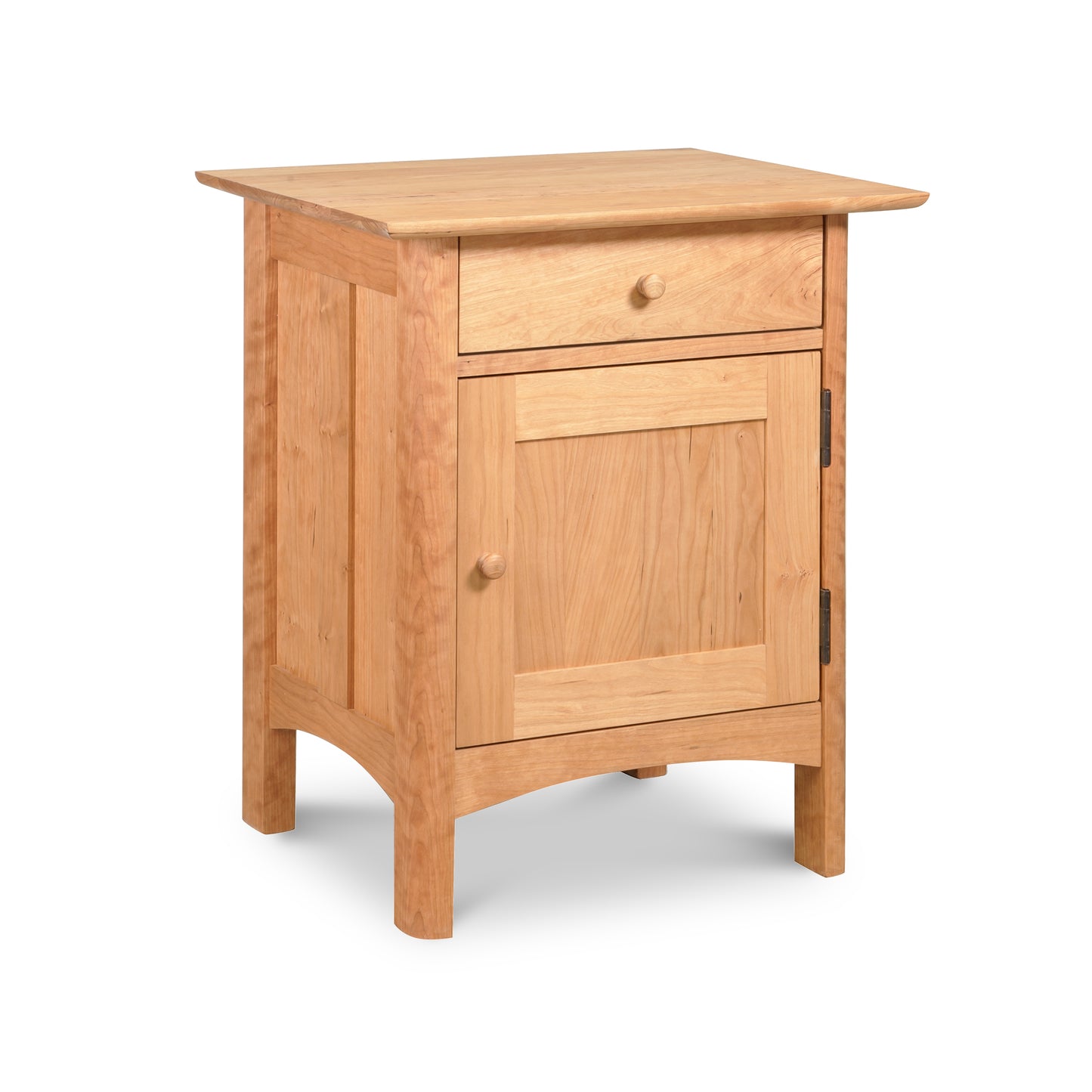 Heartwood Shaker 1-Drawer Nightstand by Vermont Furniture Designs, featuring solid wood construction, single drawer, door cabinet, and classic round knobs.