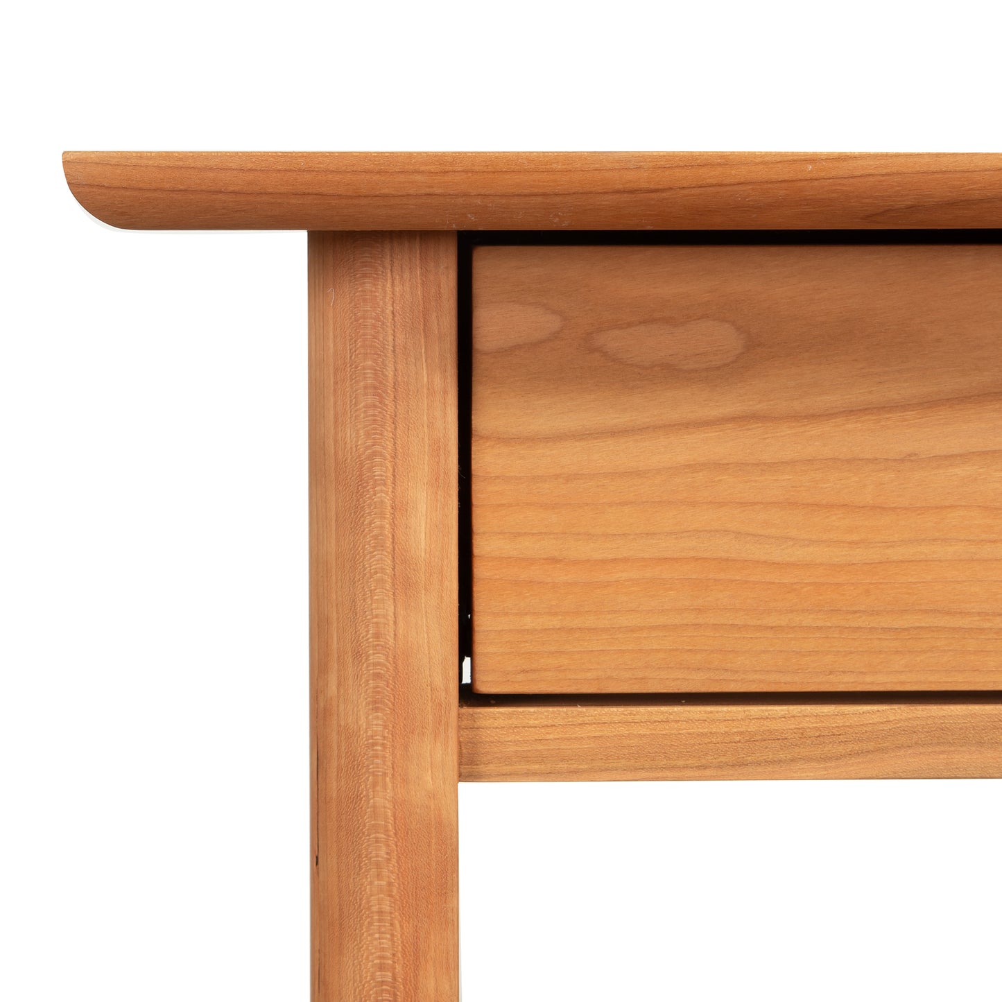 Heartwood Shaker 1-Drawer Open Shelf Nightstand by Vermont Furniture Designs shown in a smooth light brown finish, highlighting fine craftsmanship.