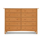 A solid wood dresser from the Heartwood Shaker 10-Drawer Dresser collection by Vermont Furniture Designs, isolated on a white background.