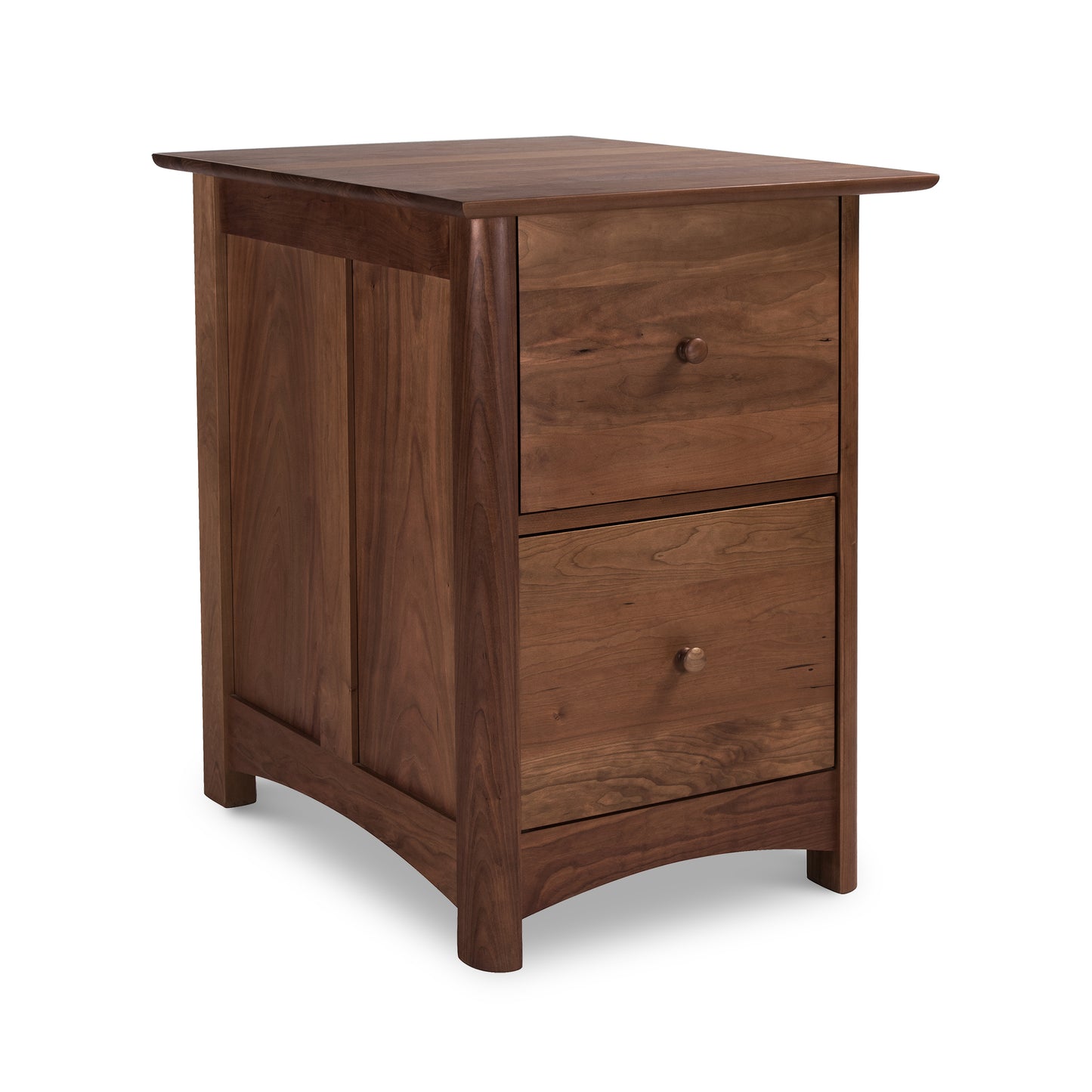 Heartwood Shaker 2-Drawer Vertical File Cabinet, handcrafted in solid wood by Vermont Furniture Designs, featuring a classic shaker style.
