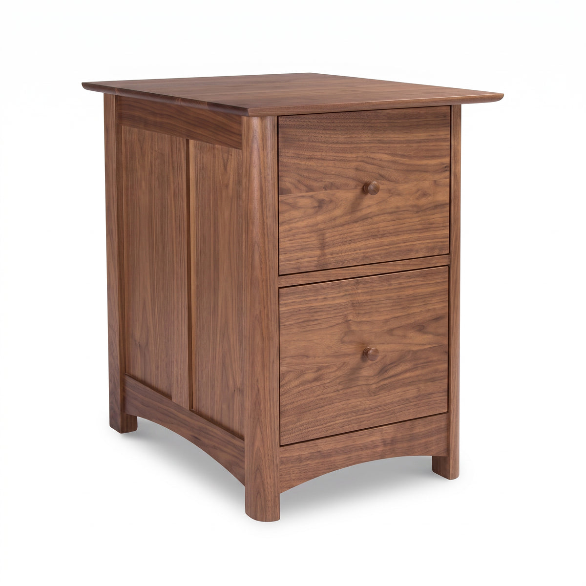 Heartwood Shaker 2-Drawer File Cabinet in medium brown finish by Vermont Furniture Designs, crafted from solid wood, American made.