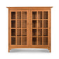 Heartwood Shaker 2-Glass Door Bookcase cabinet with glass doors against a white background.
