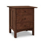An eco-friendly, Heartwood Shaker 3-Drawer Nightstand by Vermont Furniture Designs isolated on a white background.
