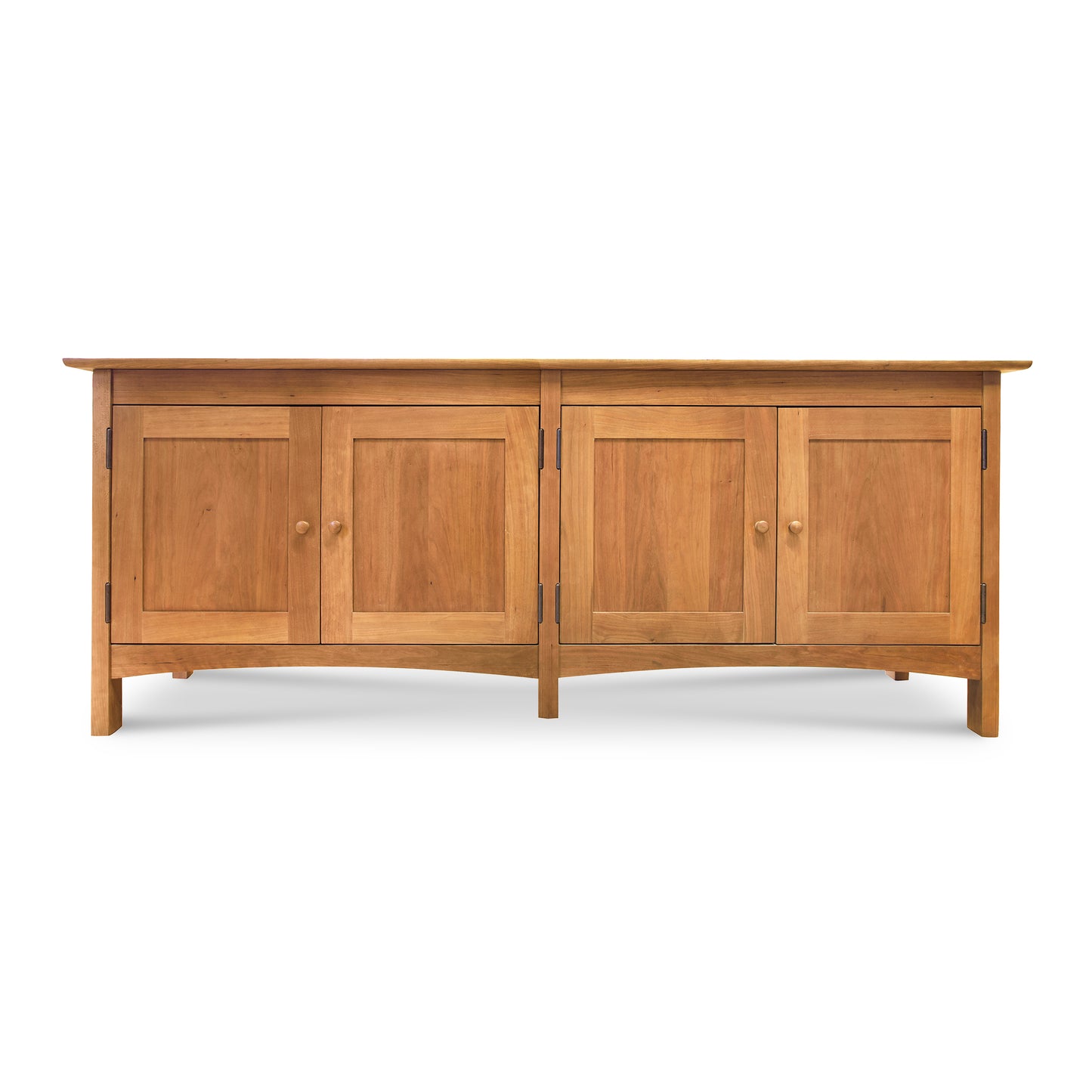 Heartwood Shaker 4-Door Console Bookcase, crafted from wood with eco-friendly oil finish and sturdy four-leg design by Vermont Furniture Designs.