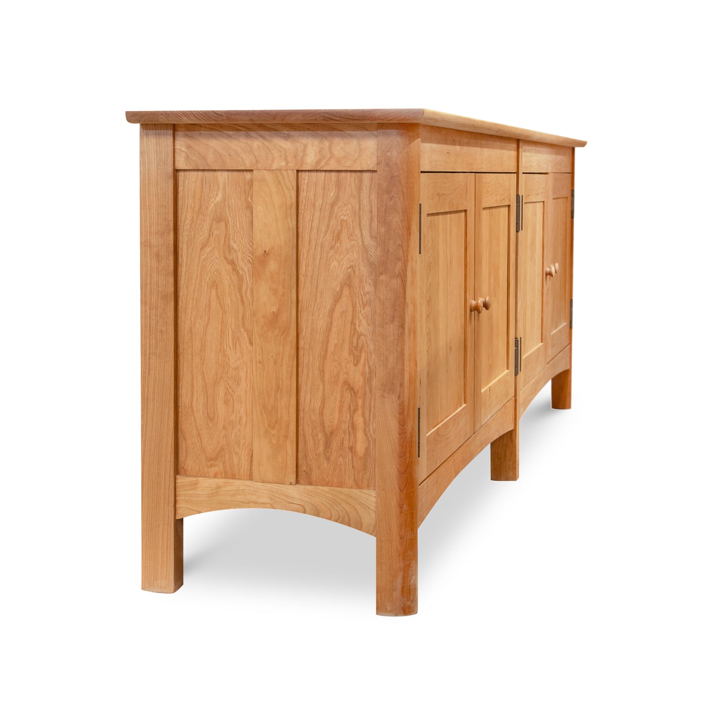 Heartwood Shaker 4-Door Console, wooden sideboard with eco-friendly oil finish and minimalist design by Vermont Furniture Designs.
