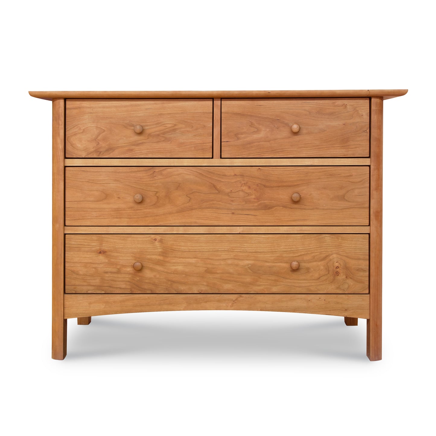 Heartwood Shaker 4-Drawer Dresser by Vermont Furniture Designs showcasing solid wood construction and classic round knobs.