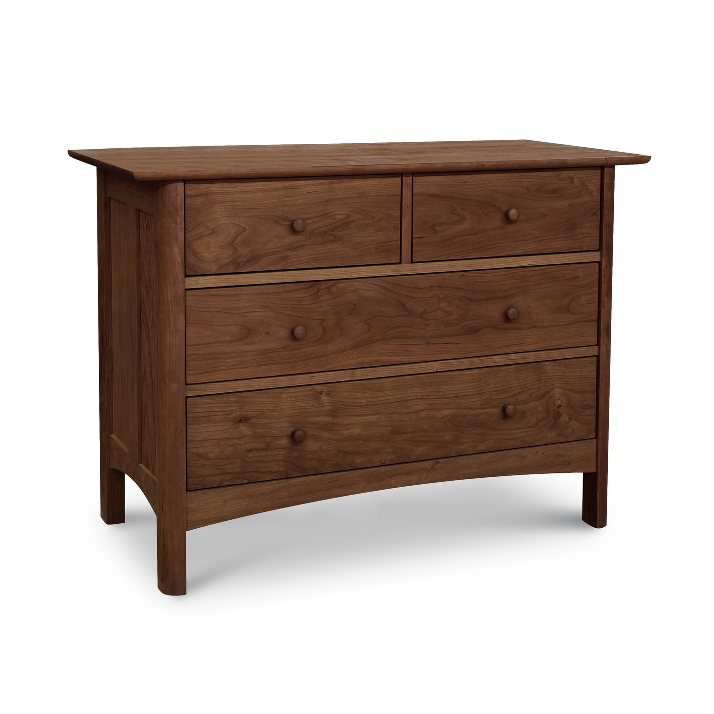 Heartwood Shaker 4-Drawer Dresser by Vermont Furniture Designs, crafted from solid wood with round knobs and an eco-friendly oil finish.
