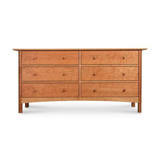 Heartwood Shaker 6-Drawer Dresser by Vermont Furniture Designs, American made, showcases classic Shaker style with a 3x2 layout and round knobs.
