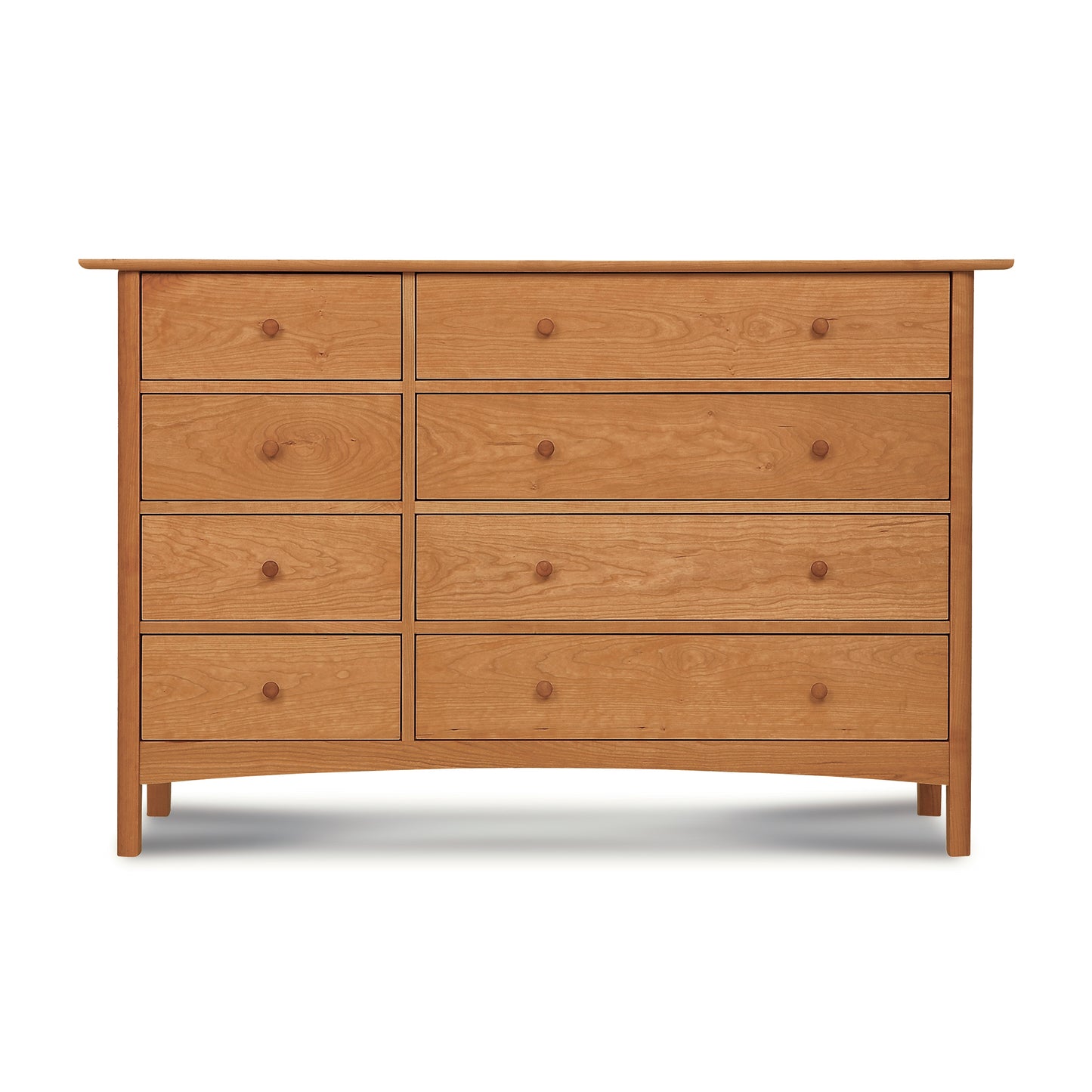 Heartwood Shaker 8-Drawer Dresser by Vermont Furniture Designs, showcasing a minimalist design, eco oil finish, and round wooden knobs.
