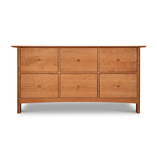 Heartwood Shaker 6-Drawer Legal File Cabinet in solid wood with flat top, crafted by Vermont Furniture Designs, featuring eco-friendly American craftsmanship.