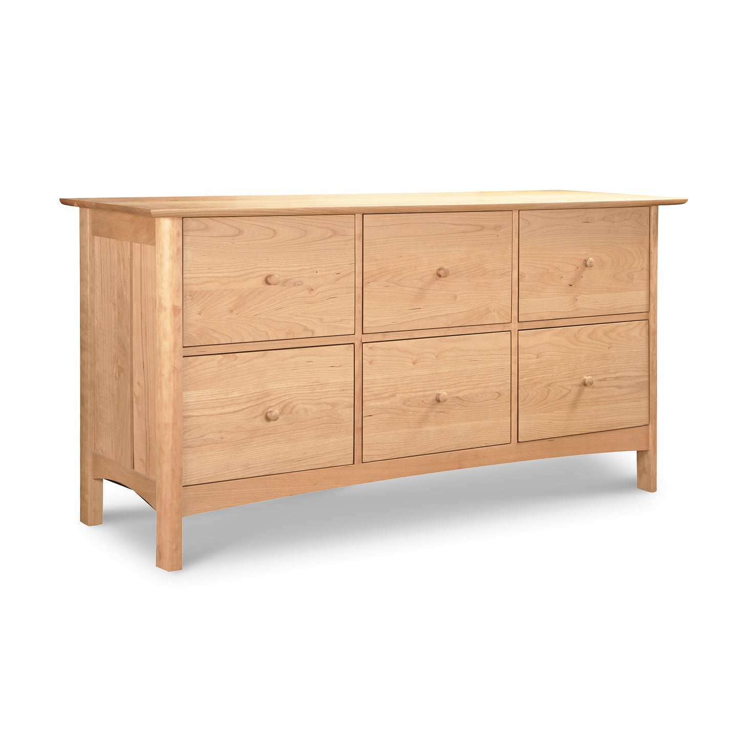 Heartwood Shaker 6-Drawer Legal File Cabinet in light wood finish, showcasing American craftsmanship and spacious storage drawers.