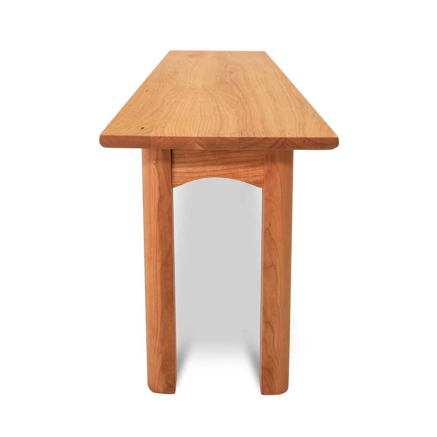 Heartwood Shaker Bench by Vermont Furniture Designs with a flat top, straight legs, and eco-friendly finish highlighting craftsmanship and simplicity.