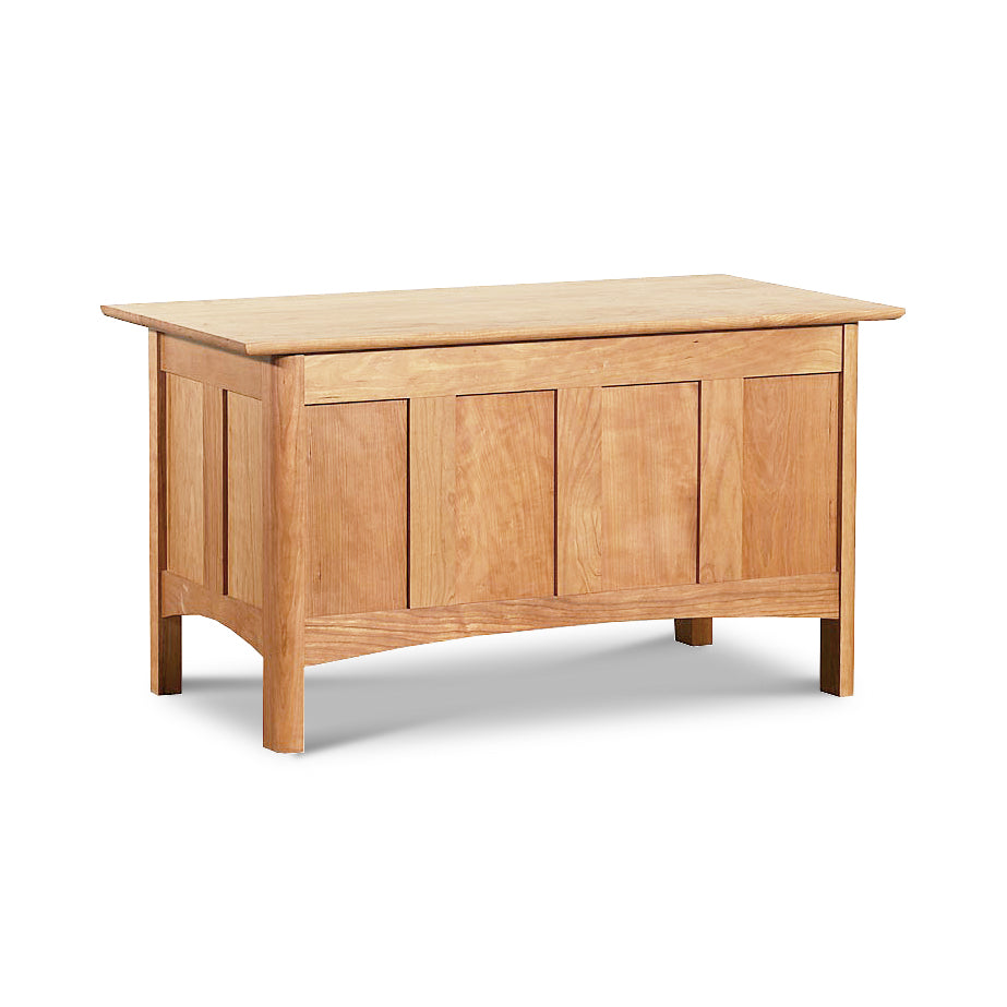 A Vermont Furniture Designs Heartwood Shaker Blanket Chest with an eco-friendly oil finish, isolated on a white background.