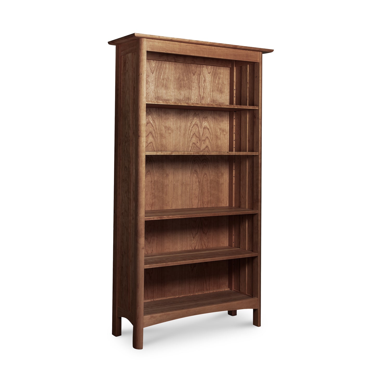 Heartwood Shaker Custom Bookcase by Vermont Furniture Designs with 5 solid wood shelves and classic Shaker style, crafted in America.