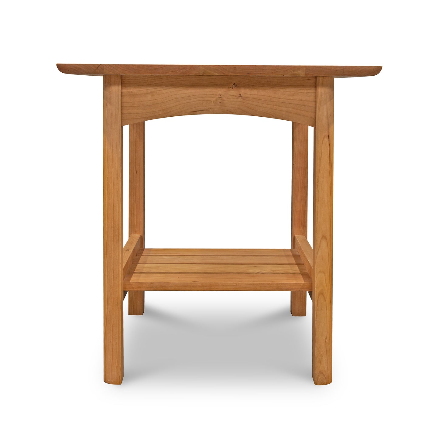 Vermont Furniture Designs Heartwood Shaker Lamp Table in solid wood with eco-friendly oil finish, highlighting its clean Shaker design.