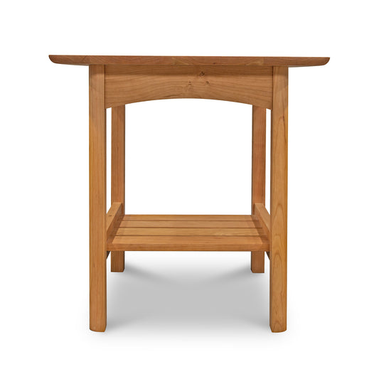 Vermont Furniture Designs Heartwood Shaker Lamp Table in solid wood with eco-friendly oil finish, highlighting its clean Shaker design.