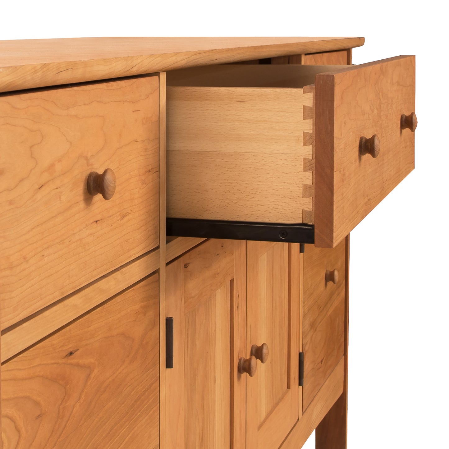 Heartwood Shaker File Credenza handcrafted from solid hardwood with eco-friendly oil finish, featuring classic shaker lines and detailed wood grain.